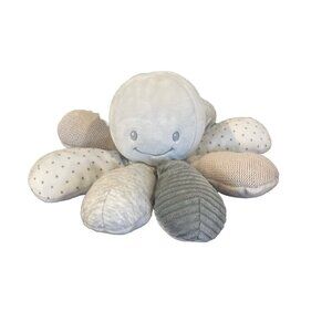 NATTOU Plush Octopus Lovey Floppy Gray Cream Polka Dots Rattle  Stuffed Animal